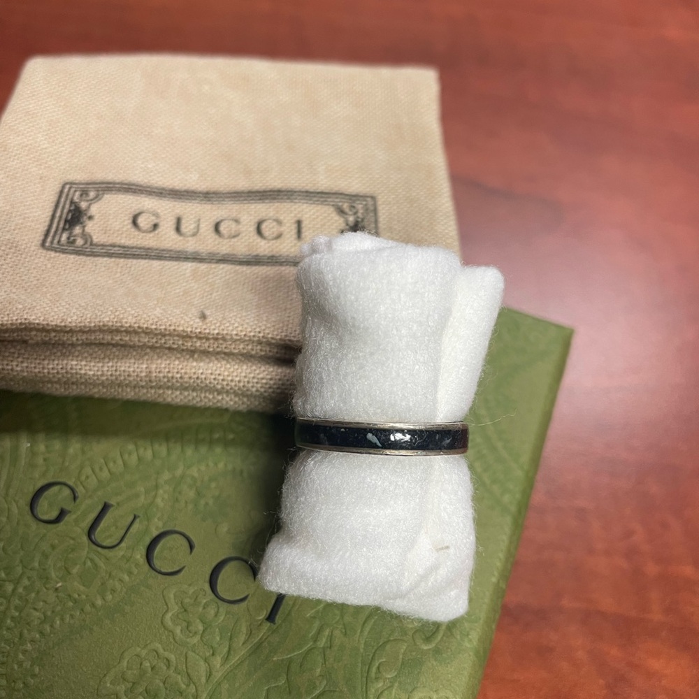 Gucci Logo Silver Ring Size 6 - Picture 3 of 9